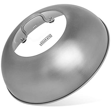 Imagem de YOSUKATA Tampa Wok de 13,6 polegadas - Capa inoxidável premium com orifícios de vapor de inserção de vidro temperado - Tampa segura para máquina de lavar louça para wok de 35 cm - Cúpula de