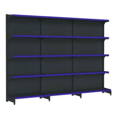 Imagem de Kit 3 gôndolas new premium 2,02m preta parede 40/30 - AMAPÁ