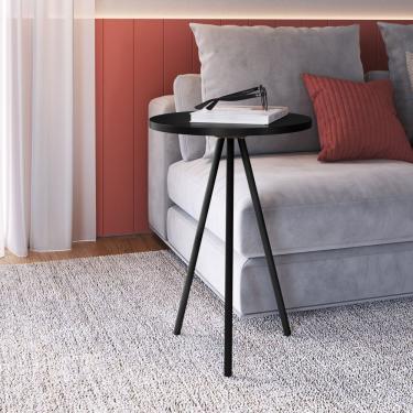 Imagem de Mesa Lateral Redonda Baixa Industrial Artesano Preto/preto