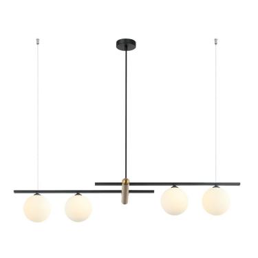 Imagem de Pendente Retangular 98x23x16,5cm 100w 4xg9 Hl017lw Bambu Bella Iluminação Preto/dourado