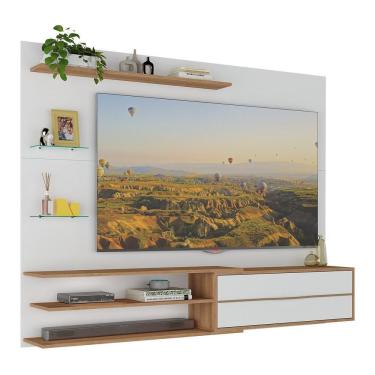 Imagem de Painel Com Suporte Para Tv Até 65 Polegadas 1 Porta E Prateleiras Multimóveis Mp1073 Branco/rustic Branco/rustic