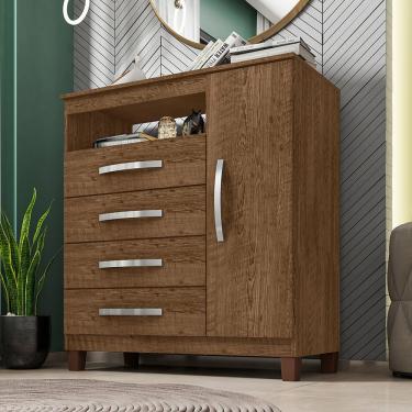 Imagem de Cômoda Sapateira 1 Porta 4 Gavetas Itapema Malbec