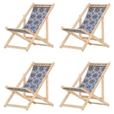 Imagem de Kit 4 Cadeira Espreguiçadeira Dobrável S-b-mandala