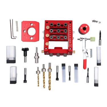 Imagem de Dobradiça Escondida Broca Porta Dobradiça Jig Liga de Alumínio 3 Em 1 Furo Chato Broca Abertura Ajustável Margem para Carpintaria Armários de Montagem