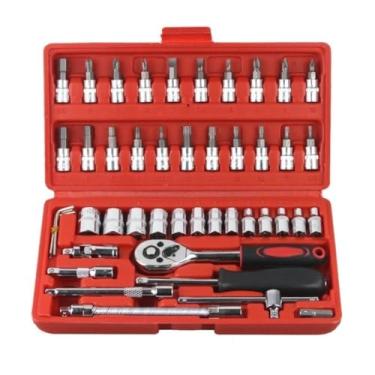 Imagem de Kit 46 Chave Catraca Jogo De Soquetes Allen Torx Ferramentas (vermelho)
