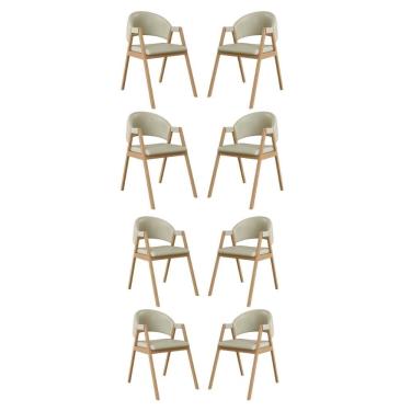 Imagem de Kit 8 Cadeiras Suellen Luxo Reforçada Mesa De Jantar Courino Bege