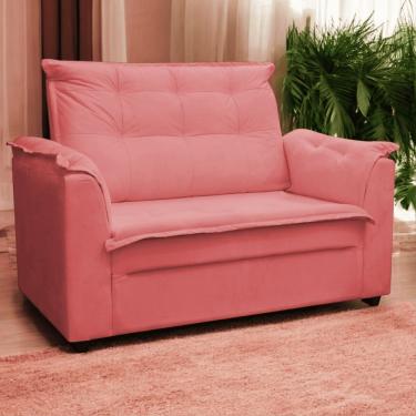 Imagem de Sofá 2 Lugares Namoradeira Marrocos 1,40m Sala De Tv Estar Recepção Suede Rose Mabe Magazine