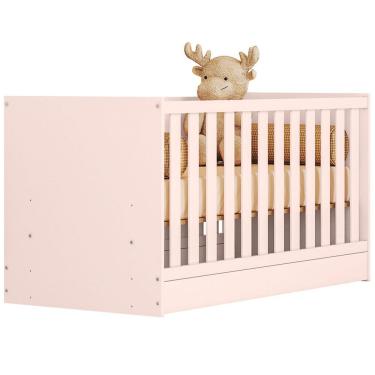 Imagem de Berço Infantil Mini Cama Doce Mel com Grade de Proteção em MDP Rosa para Colchão 70cm X 130cm