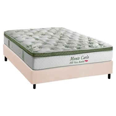 Imagem de Cama Box Casal Com Colchão Herval Monte Carlo Molas Ensacadas 138x188x73cm Ms Suede Bege
