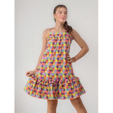 Imagem de Vestido Infantil Juvenil Lala Alçinha Estampado Autismo - Se Tu Benção