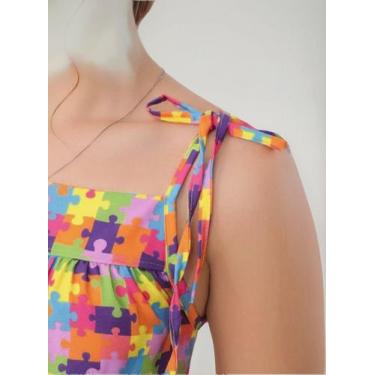 Imagem de Vestido Infantil Juvenil Lala Alçinha Estampado Autismo - Se Tu Benção