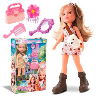 Imagem de Boneca Miss Holiday Haras 34 Cm Modelo Cachorro Com Bolsa Tiara Pente 