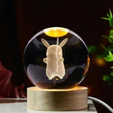 Imagem de Pikachu Kuromi Hello Kitty Bola De Cristal 3D Lâmpada Noturna Decoraçã