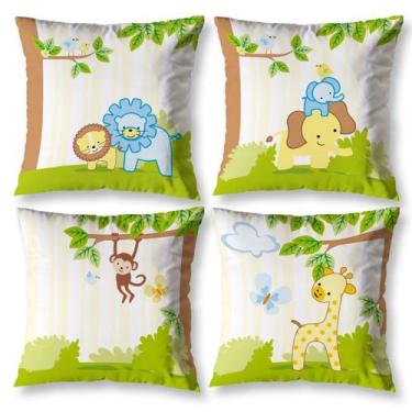 Imagem de Kit 4 Capas De Almofada Menino Infantil 40cm x 40cm Estampada Divertid