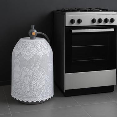 Imagem de Capa Botijão De Gás Renda Cozinha Branca Poliéster