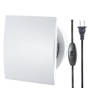 Imagem de Moonjor Exaustor De 4 Polegadas, Parede Para Janela Com Interruptor Botão, Cabo Cozinha, Banheiro, Oficina E Garagem (Painel Curvo Fino)