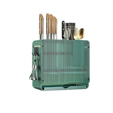 Imagem de KBOX811 Organizador De Porta-Facas Em Aço Inoxidável, Este Cozinha Multifuncional Com Utensílios (Verde) Versão: Sem Tábua Corte
