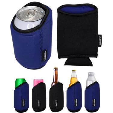Imagem de TahoeBay Universal Blank Can Coolers (Pacote Com 8) Mangas Isoladas De Neoprene 4 Em 1 Para Latas E Garrafas Cerveja 12 Oz, Finas, Bebidas 16 Água, Blanks Sublimação, Vinil, Dtf (Azul-Marinho/Preto)