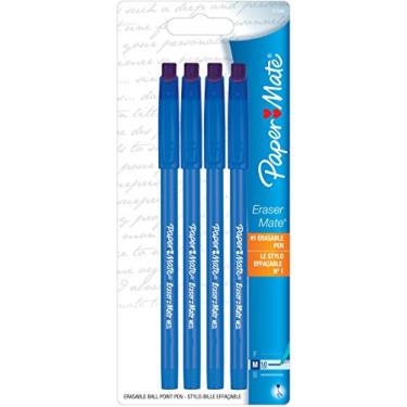 Imagem de Paper Mate Erasermate Stick Canetas esferográficas de ponta média, 3 canetas de tinta azul (3150458PP)