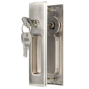 Imagem de Conjunto de Fechadura de Porta Hardware Acessórios para Porta Deslizante Alça única Varanda Banheiro Deslizante para Fechadura de Porta para Deslizamento Quadrado para Fechadura