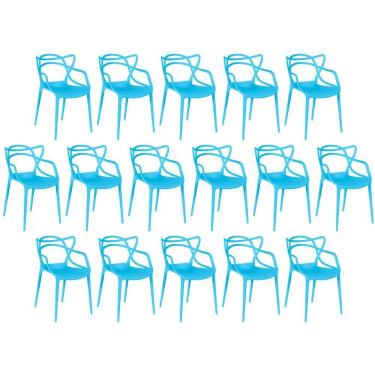Imagem de Kit 16 Cadeiras De Jantar Allegra Design Empilhável - Azul