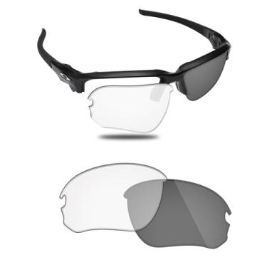 Imagem de Fiskr Lentes polarizadas de substituição compatíveis com óculos de sol Oakley Flak Draft OO9364, resistente a impactos e ajuste perfeito - fotocromática transparente a cinza