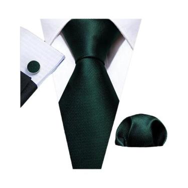 Imagem de Conjunto de Gravata e Abutões Masculinos - Verde Menta, Cerceta, Oliva