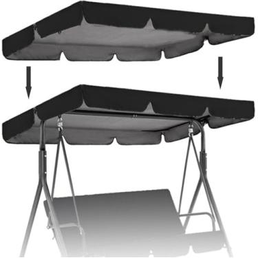 Imagem de Cobertura De Dossel De Balanço Substituição Impermeável Resistente A Uv Dossel Ao Ar Livre Para Cadeira De Balanço De Pátio De 2 & 3 Lugares Capa Superior De Rede De Ja, Black, 249 * 185 * 18cm