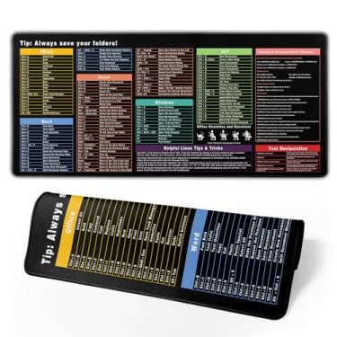 Imagem de Excel Cheat Sheet Tapete de mesa estendido XL Office Keyboard Mat (80 x 30 cm) polegadas, mouse pad de atalhos Excel de 3 mm de espessura, bordas costuradas base antiderrapante (A cor preta excel)