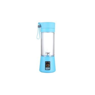 Imagem de Liquidificador Portátil USB Recarregável Mini mixer Elétrico de Frutas com 6 Lâminas Inox para Sucos Detox, Shakes, Garrafa Mixer Elétrica para Cozinha 380ml - Azul