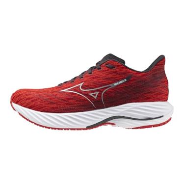 Imagem de Mizuno Tênis de corrida masculino Wave Rider 28, Alto risco, vermelho e branco, 9.5