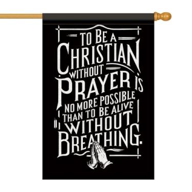 Imagem de Starlit Patio Bandeira de casa de oração cristã 71 x 101 cm Banner inspirador para ser cristão sem oração bandeira de jardim religioso dupla face varanda quintal igreja decoração de gramado