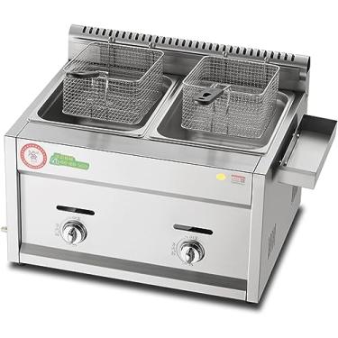 Imagem de Fritadeira A Glp De Aço Inoxidável-fritadeira A Gás De Grande Capacidade 20l Para Uso Doméstico E Comercial | Poder De Fogo Ajustável | Cestas E Perfeito Para Batatas Fritas, Donuts, Peixe