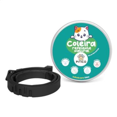 Imagem de Coleira Repelente Natural para Gatos, contra pulgas carrapatos mosquitos, sem química (Preto, Regulável)