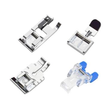 Imagem de UGPLM Conjunto de calcadores para máquina de costura doméstica, peça de reposição, acessórios portáteis confiáveis para uso doméstico, calcador overlock, 4 Pcs