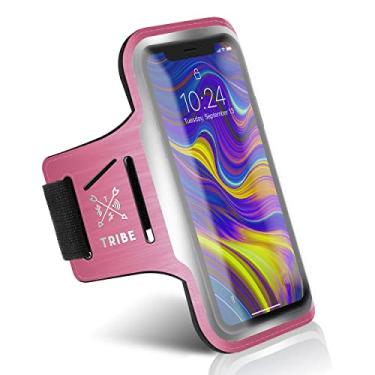 Imagem de Capa de braço de celular resistente à água Tribe para iPhone XS Max, XR, 8 Plus, 7 Plus, 6 Plus, 6S Plus, Samsung Galaxy S9 Plus, S8 Plus, A8 Plus, Note 4/5/8/9 com elástico ajustável e suporte para chave, Light Pink