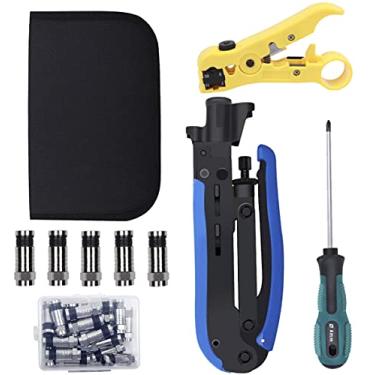 Imagem de Shahe Kit de crimpagem de cabo coaxial, crimpador de cabo coaxial ajustável para RG6/RG59/RG11/RG7