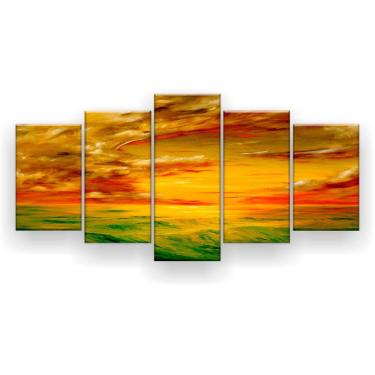 Imagem de Quadro Decorativo Pintura Pôr Sol Na Califórnia 129X61 5 Pç