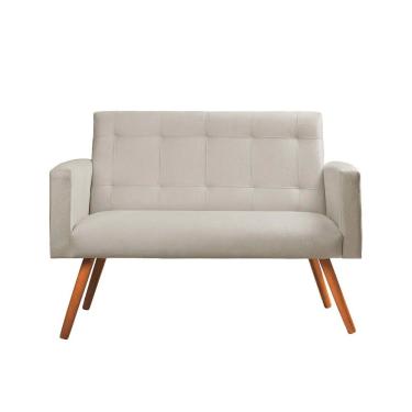 Imagem de Sofá Namoradeira 2 Lugares Sabrina Veludo Bege Marfim - Star Confort Bege Marfim