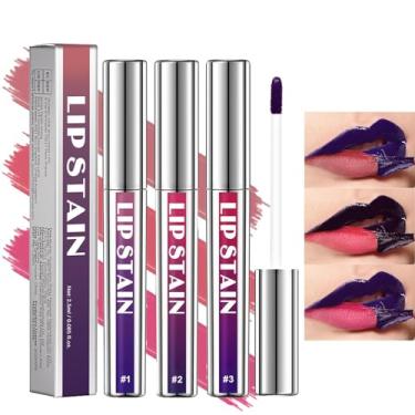 Imagem de Bekoeen Conjunto de 3 peças de coloração labial Peel Off Lip Stain Peel Off, delineador labial fosco de longa duração, brilho labial destacável, à prova d'água, antiaderente, para mulheres