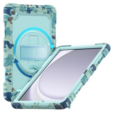 Imagem de Gylint Capa para Samsung Galaxy Tab A9+/A9 Plus 11 polegadas 2023, capa protetora resistente à prova de choque com protetor de tela, alça de mão, alça de ombro, suporte giratório de 360° azul