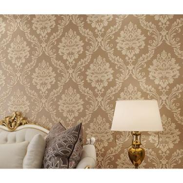 Imagem de ESSMOKO Papel de parede não tecido ecológico padrão 3D sala de estar quarto hotel papel de parede não autoadesivo - café-53 * 950 cm