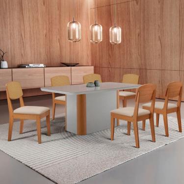 Imagem de Mesa de Jantar Isadora 180cm Tampo MDF Vidro com 6 Cadeiras Copper Premium