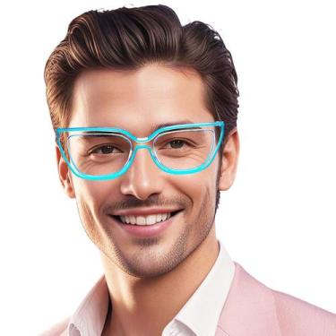 Imagem de Armação Retrátil Modelo Retrô Gatinho Quadrado Colorido Neon Moda Eyew