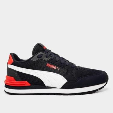 Imagem de Tênis Infantil Puma Runner V4 Mesh, Preto, Vermelho, 36