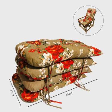 Imagem de 04 Almofadas Estampada P/ Poltronas Sofá Bambu Vime - Compree, Marrom 
