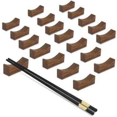 Imagem de YTLX 20 peças de descanso e suportes de pauzinhos de madeira para casa, hotel, resta, urant suportes de pauzinhos premium naturais, conjunto de suporte de faca e garfo de colher