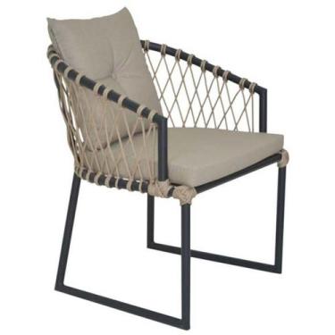 Imagem de Poltrona de Varanda Alumínio Modelo Eros Corda Naval - NossaKasa, Beig