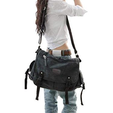 Imagem de [Atualizada] Bolsa mensageiro de lona vintage grande livro laptop bolsa de ombro femini...