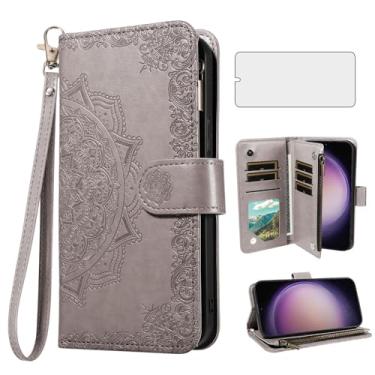 Imagem de Asuwish Capa de telefone para Samsung Galaxy S23 5G capa carteira celular com protetor de tela de vidro temperado e flor flip porta-cartão de crédito suporte suporte S 23 23S GS23 G5 SM-S911U 6,1